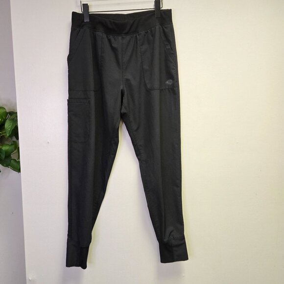 Dickies Mens Black L Jogger Scrub Pants Pockets & Elastic Waistband - Picture 1 of 11